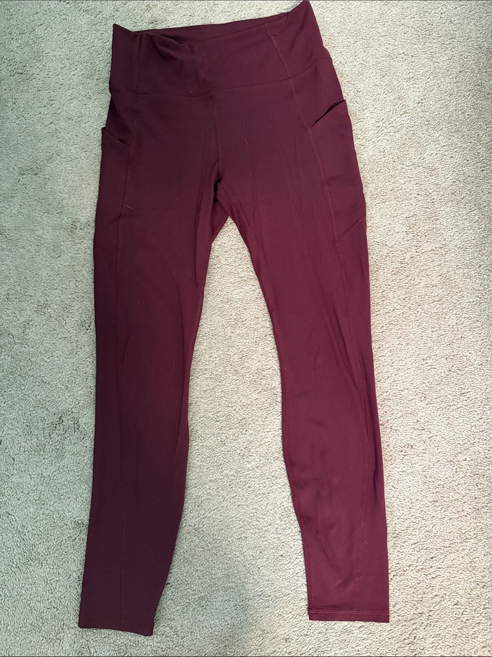Fabletics Pureluxe High-Waist Wine Burgundy Leggings with Side Pockets